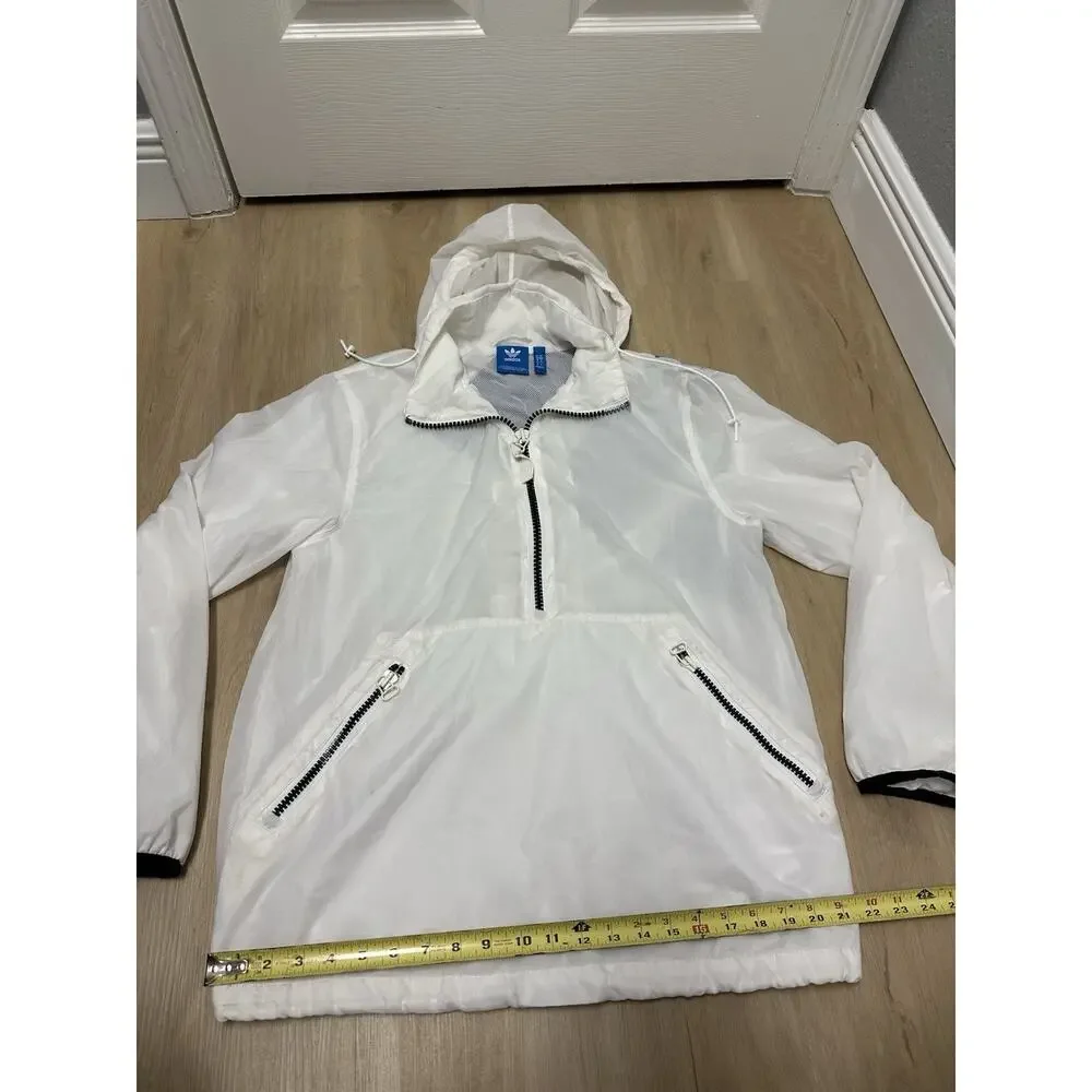 Adidas Windbreaker Jacket Men’s Size M Half Zip Pullover White Adidas Equipment